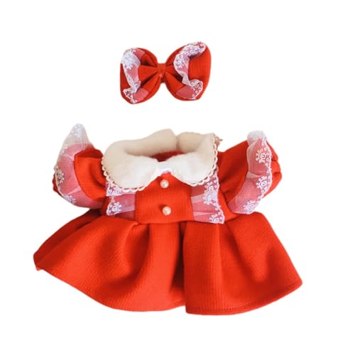 Oshhni 38cm Puppe Kleidung DIY Stilvolle Foto Requisiten Puppe Kleidung Zubehör Kleid Ersatz, Rot Und Schleife von Oshhni