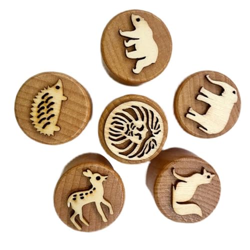 Oshhni 6 Stück Holzstempel für Kinder, Töpferwerkzeuge, DIY-Handwerk, Geschenkbasteln, Scrapbooking, Kinder-Holzstempel für Kunst, Tierstempel von Oshhni