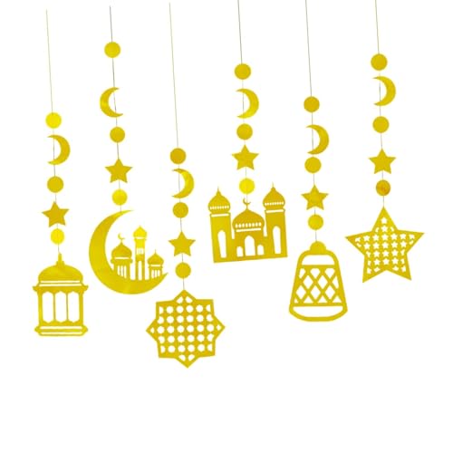 Oshhni 6X Ramadan Eid Dekoration Streamer Ramadan Mubarak Party Banner Ornament für Partei, Gold von Oshhni