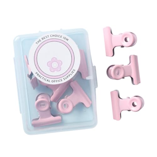 Oshhni 8 Stück kleine Bull-Clips, Büroklammer, Snackbeutel-Verschlussklammern, Büroklammer, Mini-Metallbinder für Quittungen, Küche, Büro, Zuhause, Rosa von Oshhni