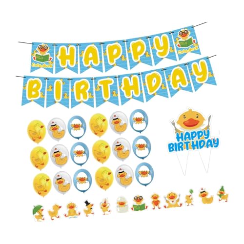 Oshhni Duckling Birthday Decorations Kuchen -Topper Ballons Banner -Ornamente für Kinder von Oshhni