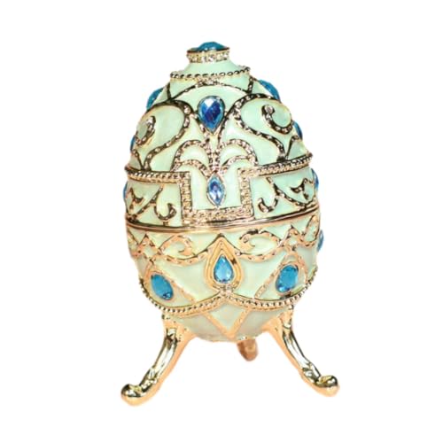 Oshhni Emaillierte Schmuckschachtel Ostern Dekoration Geschenkkommode Schmuckstück Hülle Ostereistil Ornament für Halsketten Ohrringe Anhänger, Blau von Oshhni