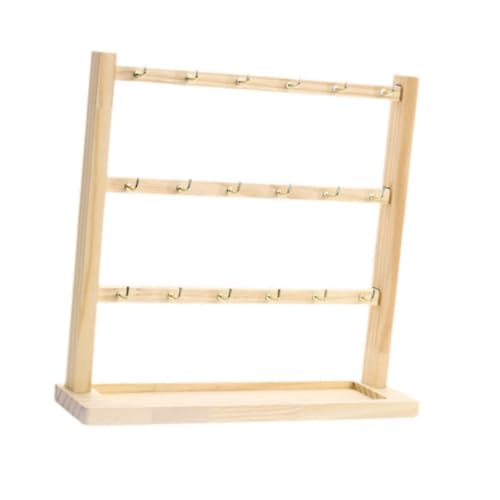 Oshhni Holz-Ohrring-Ausstellungsstand, Ohrring-Rack, stabiles Schmuckregal, Kommode, Schmuck-Organizer, Ohrring-Halter für Schlüsselanhänger, Ringe, 3-stufig von Oshhni