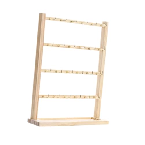 Oshhni Holz-Ohrring-Ausstellungsstand, Ohrring-Rack, stabiles Schmuckregal, Kommode, Schmuck-Organizer, Ohrring-Halter für Schlüsselanhänger, Ringe, 4-stufig von Oshhni