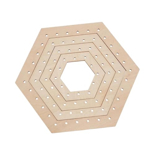 Oshhni Holz Strickwebstuhl Kit mit Weben von kreativen DIY -Webenkunstwebwerkzeugen zum Aufhängen von Dekor Tischmattenwanddekoration, Hexagonal 4pcs -set von Oshhni