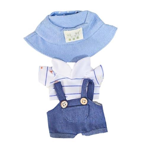 Oshhni Kleidung für Plüschpuppen, Kleidung für Kuscheltiere, bequem, modisch, Verkleidung für 15–17 cm große Puppen, Foto-Requisiten, Puppenkleidung, Blaues T-Shirt mit Streifen von Oshhni