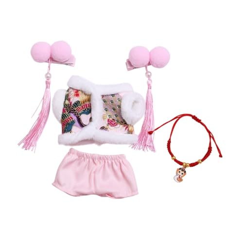 Oshhni Kleidung für Puppen, Tang Anzug für 17 cm Puppen, DIY Outfit, Rosa mit Kopfschmuck von Oshhni