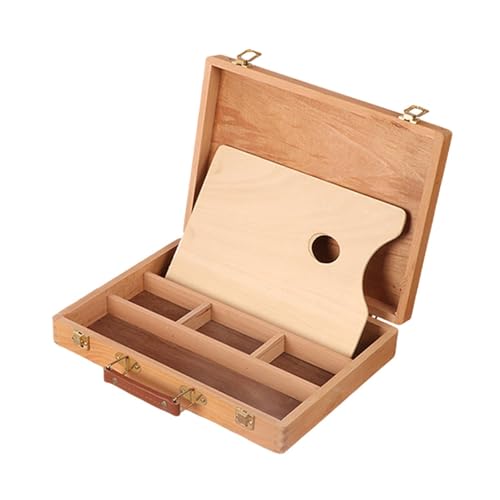 Oshhni Künstler-Zubehörbox, tragbare Organizer-Box aus Holz, multifunktionale Künstler-Aufbewahrungsbox, Kunst-Werkzeugbox für Pastellstiftpinsel, 40cmx30cmx8cm von Oshhni