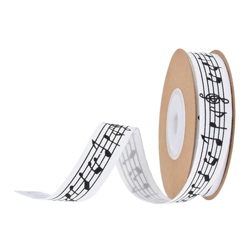 Oshhni Musiknotenband, dekoratives Band, 1,5 cm x 9,0 m, Musiknoten-Bastelband, Geschenkverpackungsband für Tortenschachteln und Blumensträuße von Oshhni