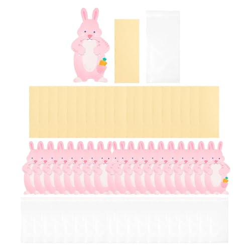 Oshhni Ostern Kaninchen Taschen Bunny Zellophan Taschen mit rosa Grußkarten für Snack von Oshhni