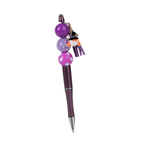 Oshhni Perlenstift, Halloween-Stift, praktisch, leicht, einfach zu verwendender Kugelschreiber, Halloween-Geschenk für Party- und Bürobedarf, Lila von Oshhni