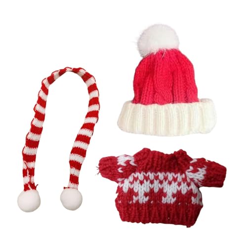 Oshhni Puppe Pullover Kleidung Set Mädchen Puppe Kleidung Schal Hut Puppe Outifts Schal Zubehör, Rote Schneeflocke von Oshhni