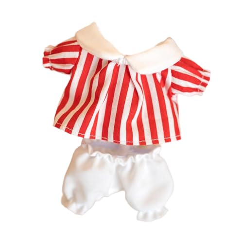 Oshhni Puppenoutfit Und Hose, Accessoires für DIY Kostüme, Kleidung für Kleine Puppen, rote Streifen von Oshhni