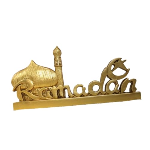 Oshhni Ramadan Dekoration Islamisches Eid Mubarak Tischschild Harzstatue Muslimische Figur für Kamin, Style C von Oshhni