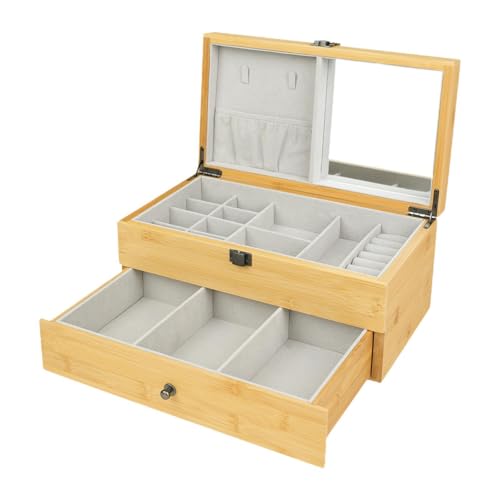 Oshhni Schmuckschatulle aus Holz, Organizer, Halter, Display mit Spiegelschublade, Home-Tablett, Schmucketui für Kosmetikarmbänder und Armreifen Oshhni Schmuckschatulle aus Holz, Organizer, Halter, Display mit Spiegelschublade, Home-Tablett, Schmucketui für Kosmetikarmbänder und Armreifen von Oshhni