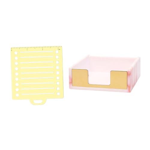 Oshhni Sticky Note Holder mit Schablonen -Büro -Veranstalter Notizer Memo Paper Storage Box Note Spender für Zuhause, Rosa von Oshhni