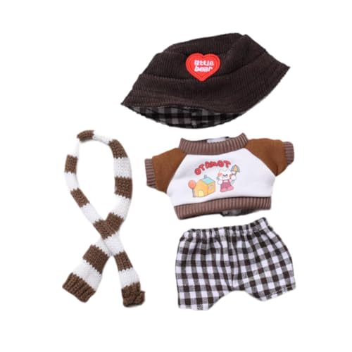 Oshhni Süße Puppe Kleidung Anzug Mini abnehmbare Kostüm Zubehör Puppe Kleidung Set Puppe Top Hosen Outfits für 17 cm Anhänger Puppe, Schal-Set von Oshhni