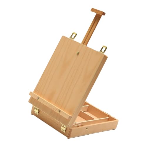 Oshhni Tischstaffelei, Künstlerstaffelei, Skizzieren, aus Holz mit Aufbewahrung, Kunst, Desktop-Kunststaffelei, tragbare Skizzenbox für Studio-Maler, von Oshhni