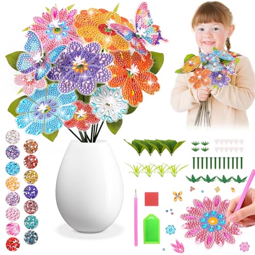 Blumen Basteln Mädchen 8 6 7 9 10 Jahre: Geschenke für Mädchen 8-9-11-12 Jahren Bastelset Kinder ab 6 5 8 10 Jahre Mädchen Geschenk Diamond Painting Kinder Blumenstrauß Kreativ Geburtstagsgeschenk von Osikay