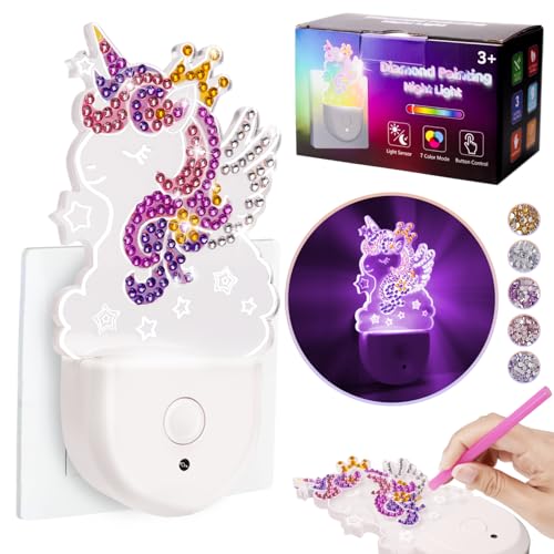 Geschenk 4 5 6 7 Jahre Mädchen: Diamond Painting Nachtlichter für Kinder Basteln Mädchen 5-6-7-4-8 Jahre Einhorn Geschenke für Mädchen 3-8 Jahre LED Lampe Nachtlicht Steckdose für Kinderzimmer Deko von Osikay