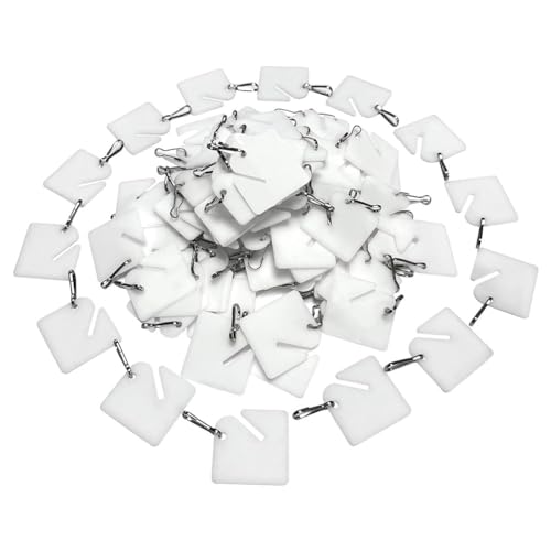 Osmond 120 Stück Schlüsselanhänger aus Kunststoff mit Schlitzen, 3,8 cm, weiße Anhänger mit Metall-Karabinerhaken für Schlüsselschränke, Boxen, Schließfächer von Osmond