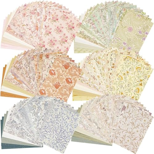 Osmond 240 Stück Vintage Floral Scrapbook Papier & strukturiertes Papier & Etikett Journaling Aufkleber sortiert für Junk Journal Supplies von Osmond