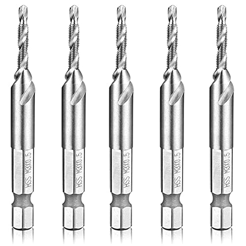 Osmond 5 Stück M 3 x 0,5 metrisch HSS 4341 Bohrer und Gewindebohrer mit 1/4 Zoll Sechskant, für Zubehör aus Holz und Kunststoff von Osmond