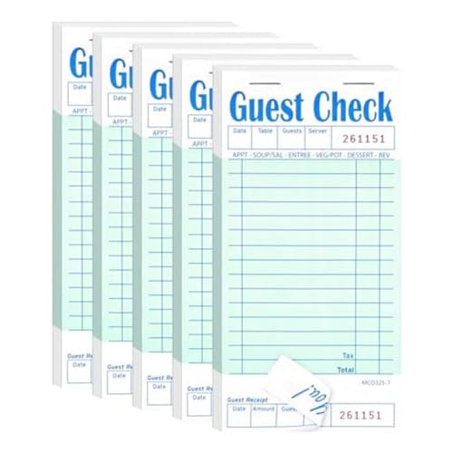 Osmond Gäste-Scheckbücher, Notizblöcke für Restaurant, Restaurant, 50 Blatt/Packung, 5 Stück von Osmond