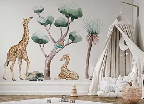 Osomhome | Savanna Spirit | Wandtattoo Kinderzimmer Wandsticker | Babyzimmer Wanddeko Tapete | Dschungel Selbstklebend Wandbilder | Savanna Tiere Junge Mädchen Wohnzimmer | os4061 150x117 cm von Osomhome