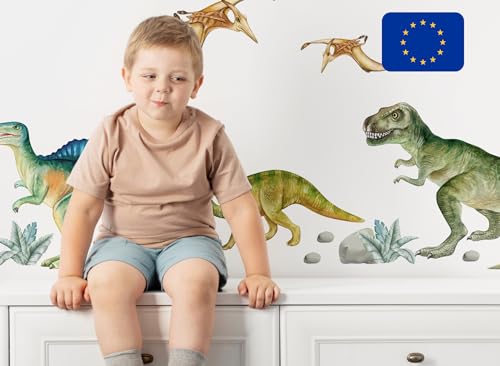 Osomhome Dino Wandtattoo Dinosaurier (120x95cm) I Wandsticker Dinosaurier | Dino Deco Kinderzimmer Junge & Mädchen I Brachiosaurus Stegosaurus T-rex Triceratops Spinosaurus Parasaurolophus os3268 von Osomhome