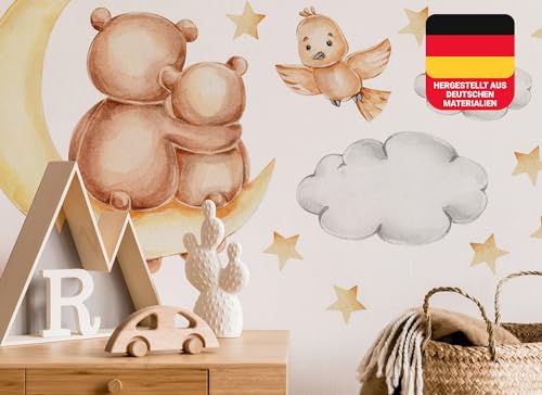 Osomhome Wandtattoo Kinderzimmer Mädchen & Junge: Baerchen & Mond (100x80cm) | Kinderzimmer & Babyzimmer Deko | Wandsticker & Wanddeko Kinderzimmer | Wandaufkleber Kinderzimmer Wall Stickers ms2844 von Osomhome