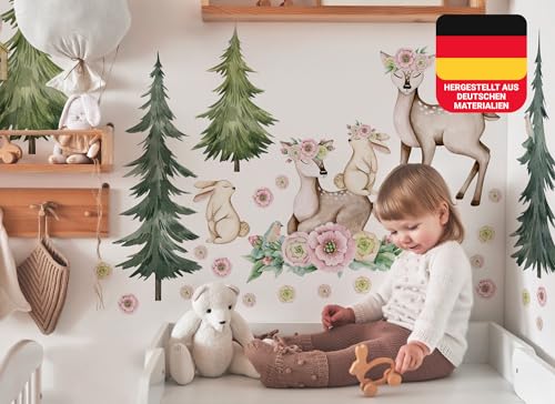 Osomhome Wandtattoo Kinderzimmer Mädchen & Junge: Boho Rehe & Hasen (150x80cm) | Kinderzimmer & Babyzimmer Deko | Wandsticker & Wanddeko Kinderzimmer | Wandaufkleber Kinderzimmer Wall Stickers ms3636 von Osomhome