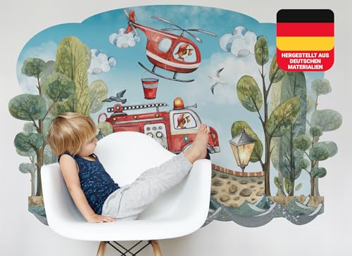 Osomhome Wandtattoo Kinderzimmer Mädchen & Junge: Feuerwehr (100x70cm) | Kinderzimmer & Babyzimmer Deko | Wandsticker & Wanddeko Kinderzimmer | Wandaufkleber Kinderzimmer Wall Stickers os3029 von Osomhome