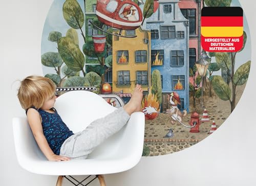 Osomhome Wandtattoo Kinderzimmer Mädchen & Junge: Feuerwehr Kreis (120x120cm) | Kinderzimmer & Babyzimmer Deko | Wandsticker & Wanddeko Kinderzimmer | Wandaufkleber Kinderzimmer Wall Stickers os9434 von Osomhome