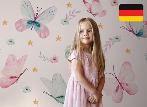 Osomhome Wandtattoo Kinderzimmer Mädchen & Junge: Schmetterling (230x150cm) | Kinderzimmer & Babyzimmer Deko | Wandsticker & Wanddeko Kinderzimmer | Wandaufkleber Kinderzimmer, Wall Stickers os3000 von Osomhome