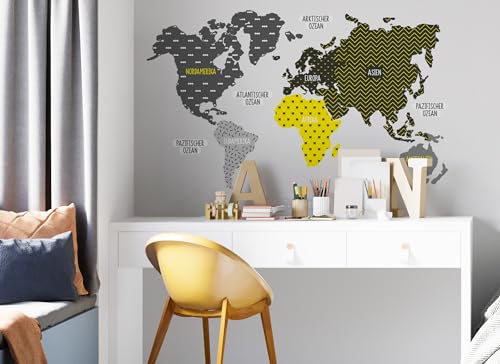 Osomhome Wandtattoo Weltkarte Superheld (120x80cm) | World Map Wall Decoration Wandsticker | Deco Kinderzimmer Junge & Mädchen | Wandaufkleber Wandbild Kinderbilder Wandtattoo os5061 von Osomhome