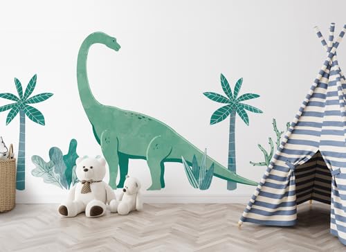 Osomhome Dino Wandtattoo Dinosaurier (198x100cm) I Wandsticker Dinosaurier | Wandaufkleber Wandbild Kinderbilder | Dino Deco Kinderzimmer Junge & Mädchen | Brachiosaurus Baum os3254 von Osomhome