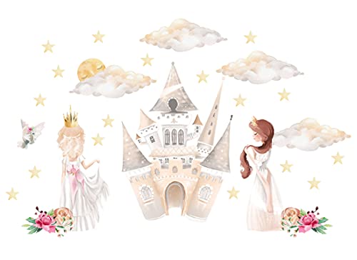 Osomhome Wandtattoo Kinderzimmer Mädchen Prinzessin (165x105cm) | Kinderzimmer Deko Babyzimmer Wanddeko | Wandaufkleber Wandbild Kinderbilder Wandsticker | Castle, Burg, Einhorn os6212 von Osomhome