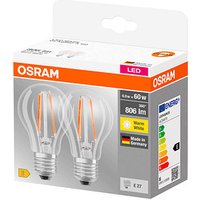 2 OSRAM LED-Lampen Base CLASSIC A60 Multipack E27 6 W klar von Osram