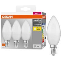 3 OSRAM LED-Lampen Base CLASSIC B40 Multipack E14 4,9 W matt von Osram