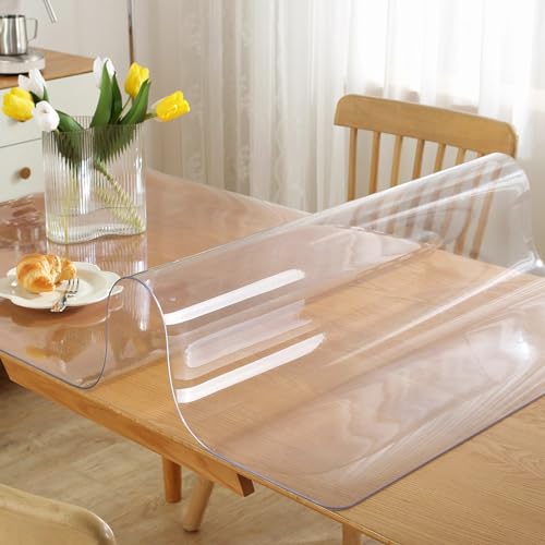 OstepDecor Tischfolie transparent 1.5mm 80 x 80cm Transparente Tischdecke Tischschutz, PVC Glasklar Folie Tisch Schutzfolie, Wasserdicht Schutztischdecke, Tisch Schutzfolie von OstepDecor