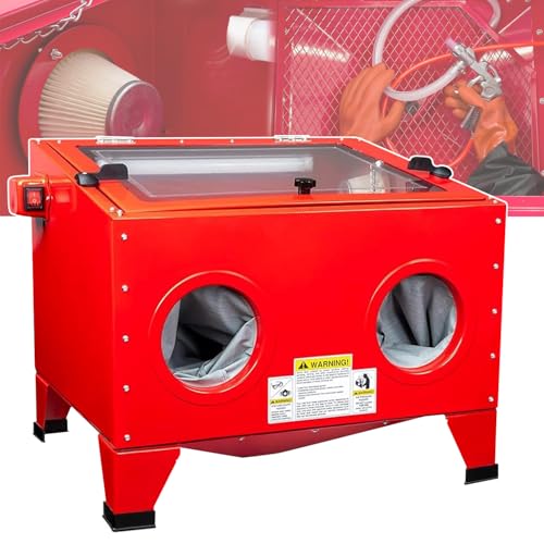 Ostreemaner 90L Tisch-Sandstrahlkabine, Tragbarer Luftsandstrahler Mit 4 Düsen/LED-Licht, 125PSI / 5CFM Luftsandstrahler Für Stahl von Ostreemaner