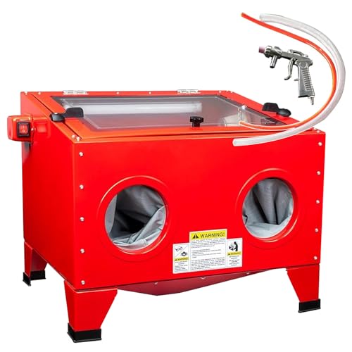 Ostreemaner Sandstrahlkabine 90L, Luftsandstrahlkabine, 125PSI Sandstrahler, Mit LED-Licht/Spritzpistole/4 Düsen/Arbeitshandschuhen/Sichtfenster von Ostreemaner