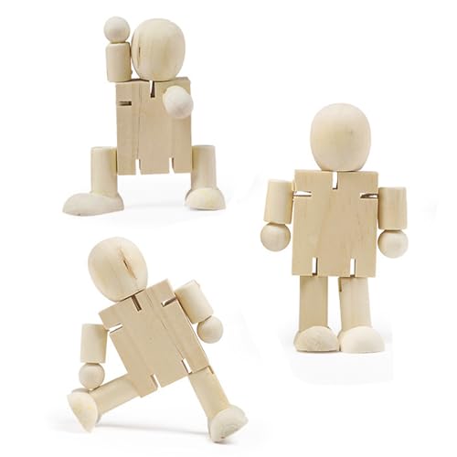 Holzfiguren,Osuter 3 Stück Holzfiguren zum Bemalen,Flexible Holz Figur,Dekoration DIY Figuren,Pädagogisches Spielzeug für Kinder,Holzkegel Handwerk,Bemalen Basteln Spielfiguren von Osuter