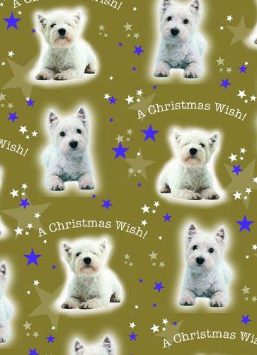 Otter House - Geschenkpapier Weihnachten mit Anhänger - A Christmas Wish – Westie (2 Bögen, 700 mm x 500 mm) von Otter House