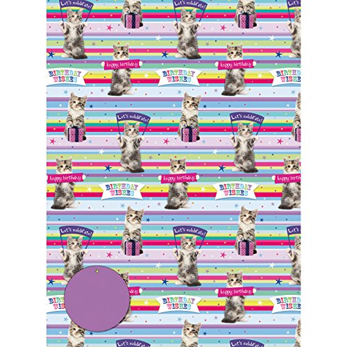 Birthday Banner Kitten - Geschenkpapier mit Anhänger von Otter House