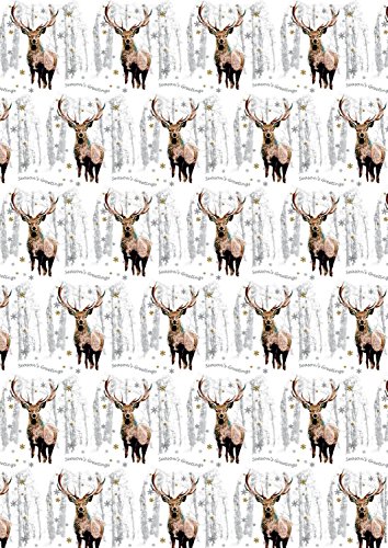 Geschenkpapier Weihnachten mit Anhänger Snowflake Stag – Hirsch 2+2 von Otter House