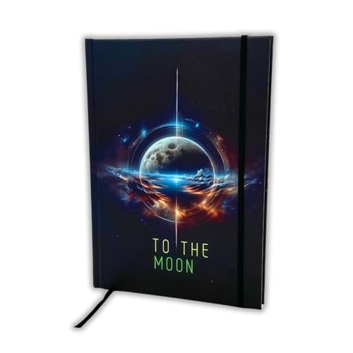 Ottybara Mindbook To the Moon - Premium Notizbuch A5 blanko | kratzfestes Hardcover, Gummiband, Lesezeichen | Ideal als Journal Buch, Tagebuch, Notizheft | regional & nachhaltig produziert von Ottybara