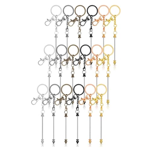 Otueidnsy 18 Stück Bunt Plattierte Legierungs-Perlen-Schlüsselanhänger, Schlüsselanhänger-Herstellungszubehör (6 Farben) von Otueidnsy