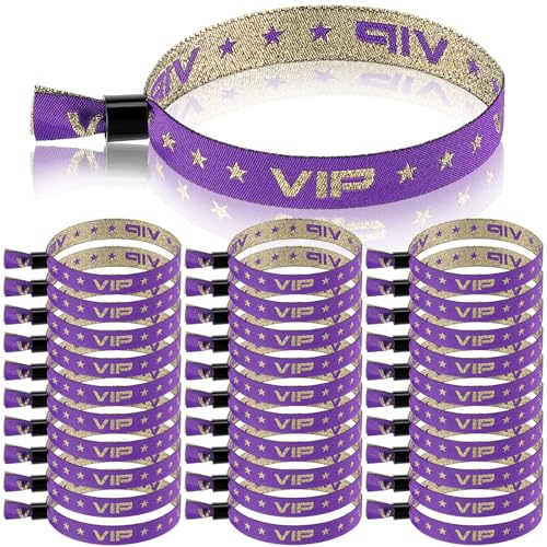 Otuuz 100 Packungen VIP Armbänder für Veranstaltungen Stoff Einlassbänder Party Armbänder VIP Identifikationsarmbänder für Events Konzert Festival Geburtstag Hochzeit (Lila) von Otuuz